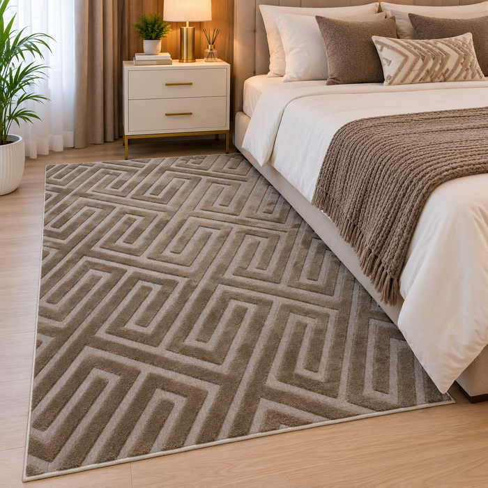 Modern Microfiber Pattern Carpet with Rubber Backing in Two Sizes