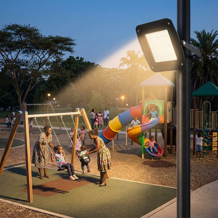 100W Black Die Cast Aluminium LED Floodlight, Daylight 6500K, IP65, 294 × 294 × 34 mm, SL 2099-10-DL, available in Nairobi, Kenya