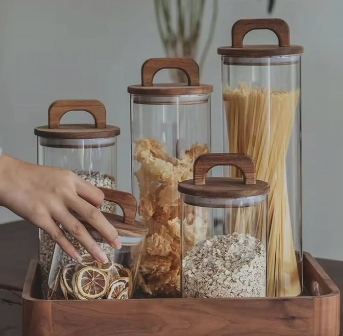 2200ml Borosilicate Glass Cereal and Spaghetti Storage Container with Bamboo Lid and Handle - available in Nairobi, Kenya
