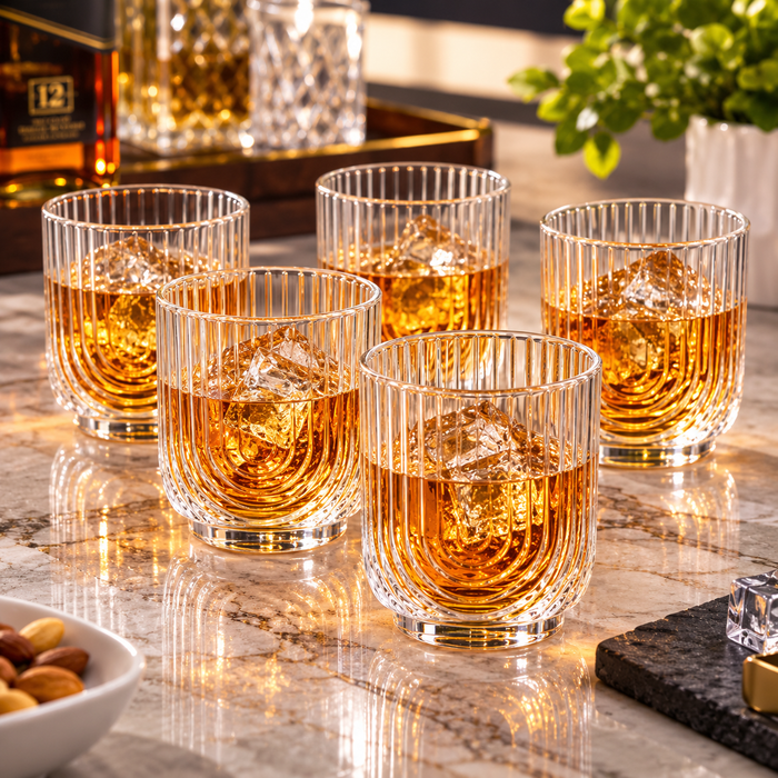 350ml transparent retro U-shaped ribbed highball glass available in Nairobi, Kenya