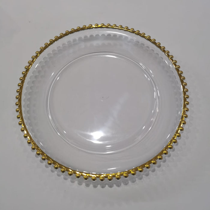 6-piece clear acrylic charger plate set with gold decorative design, available in Nairobi, Kenya