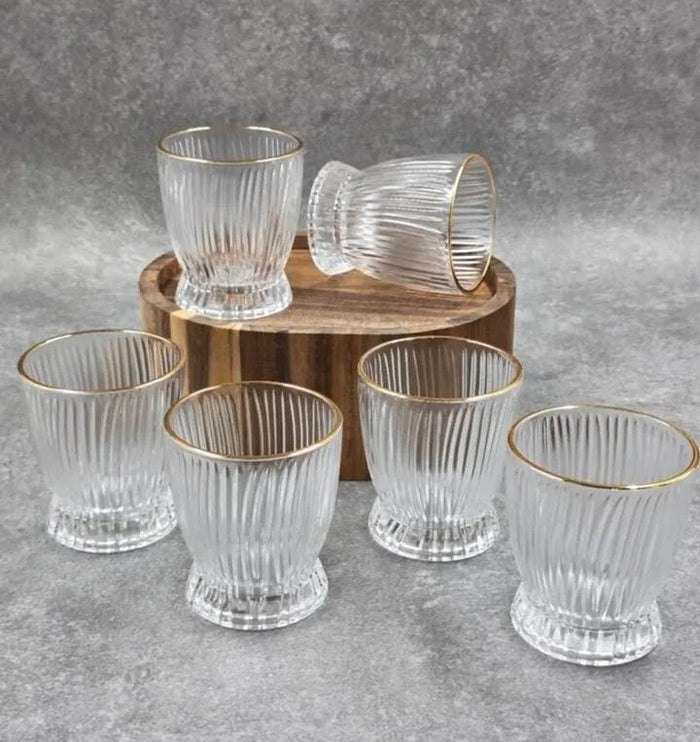 6-piece Deli whiskey glass set with gold rim, 280 ml capacity per glass, available in Nairobi, Kenya
