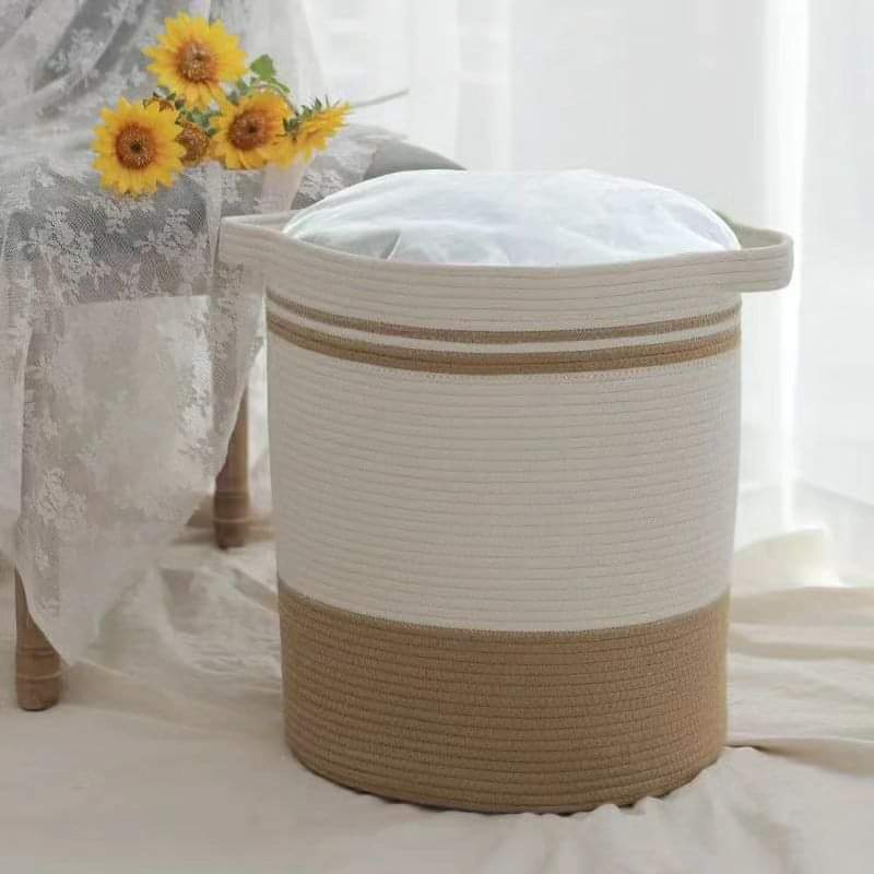 Big Woven Cotton Rope Storage Hamper with Handles
