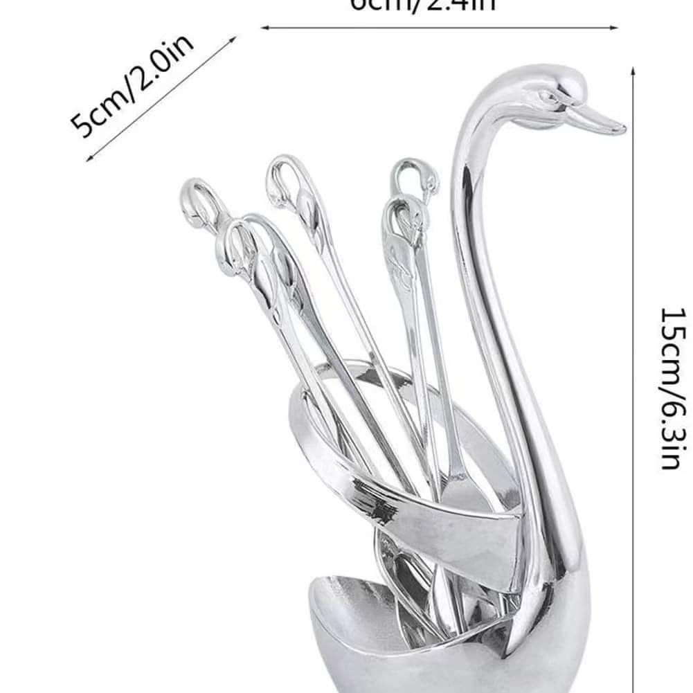 Swarn/duck spoon holder+6pcs Tea spoon