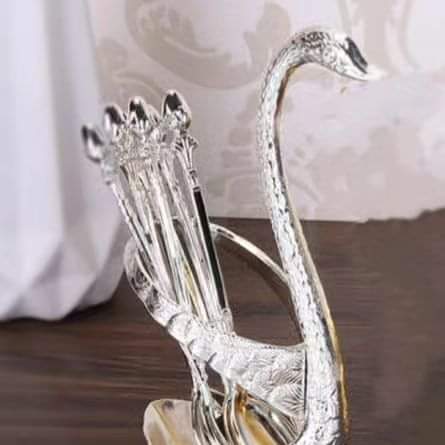 Swarn/duck spoon holder+6pcs Tea spoon