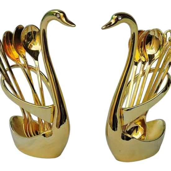 Swarn/duck spoon holder+6pcs Tea spoon