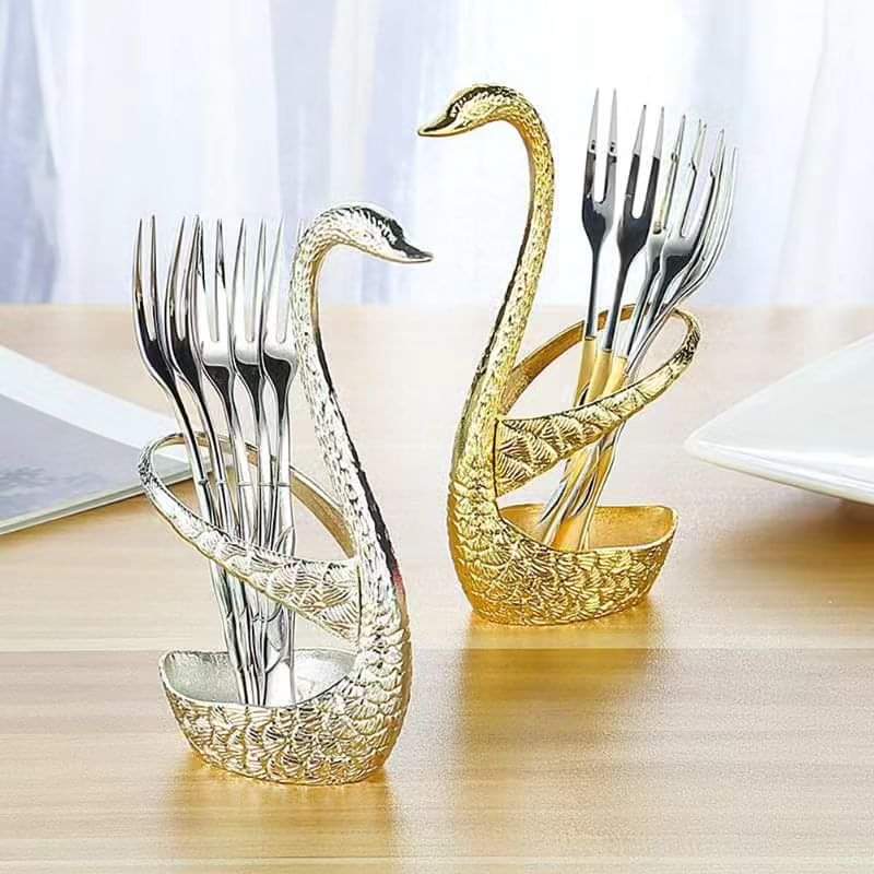 Swarn/duck spoon holder+6pcs Tea spoon