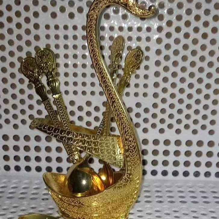 Swarn/duck spoon holder+6pcs Tea spoon