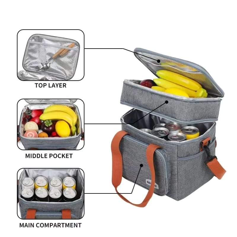 Double Compartment (15L) Insulated Lunch bag
