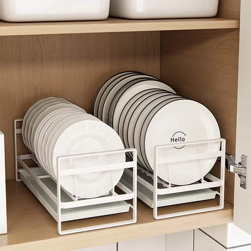 Non-Slip Metal Cabinet Dish/Plate/Lid Rack Organizer