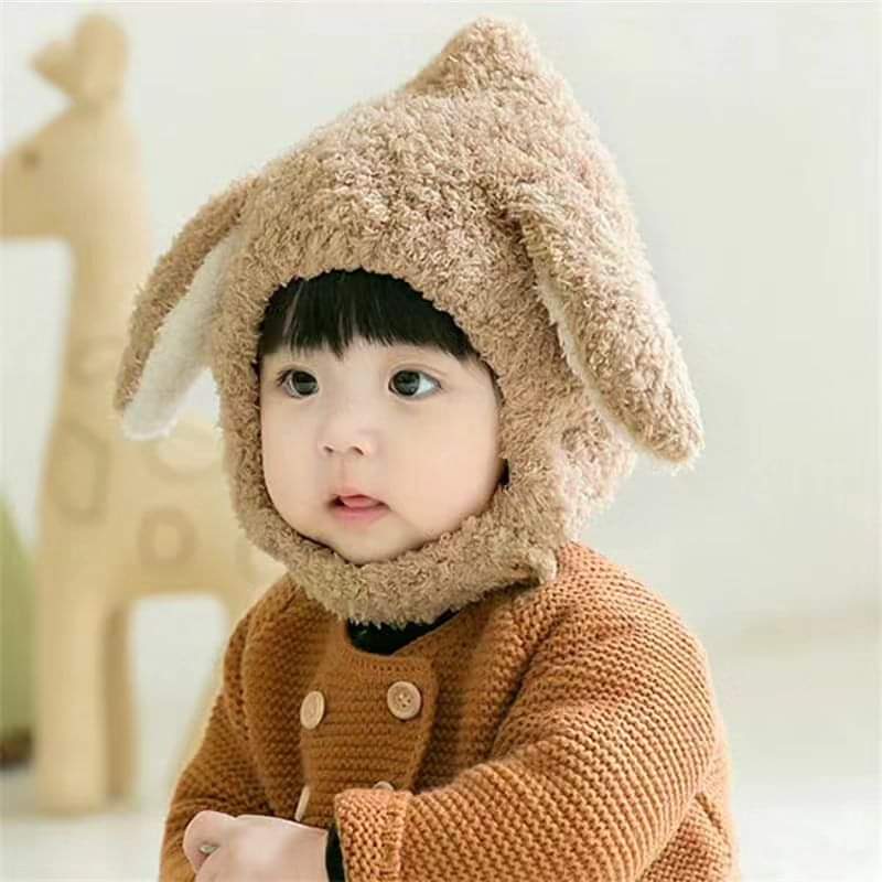Wool winter children hat plus fleece long ear