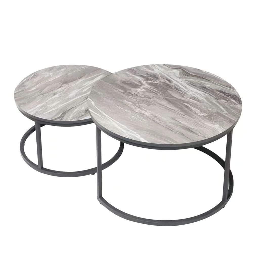 PURE MARBLE Nesting Table with Black Stands