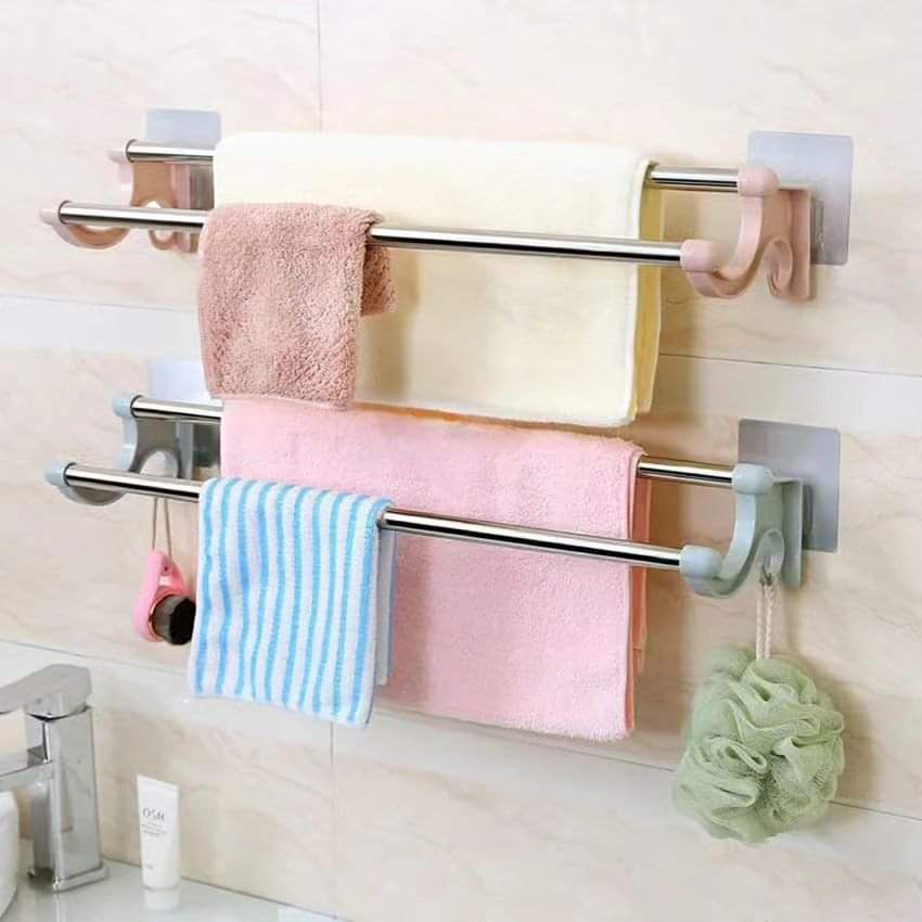 Self Adhesive Double Pole Towel Holder