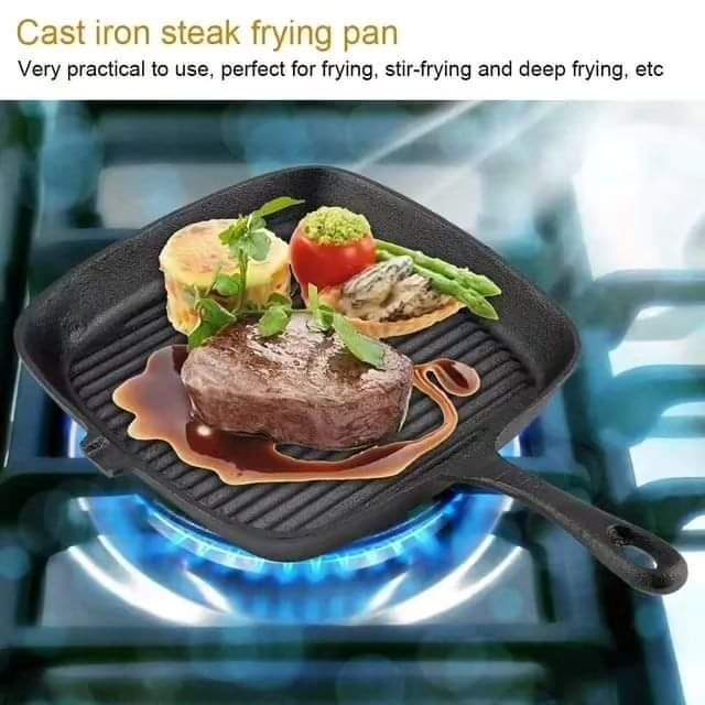 28cm Heavy gauge cast iron square grill pan