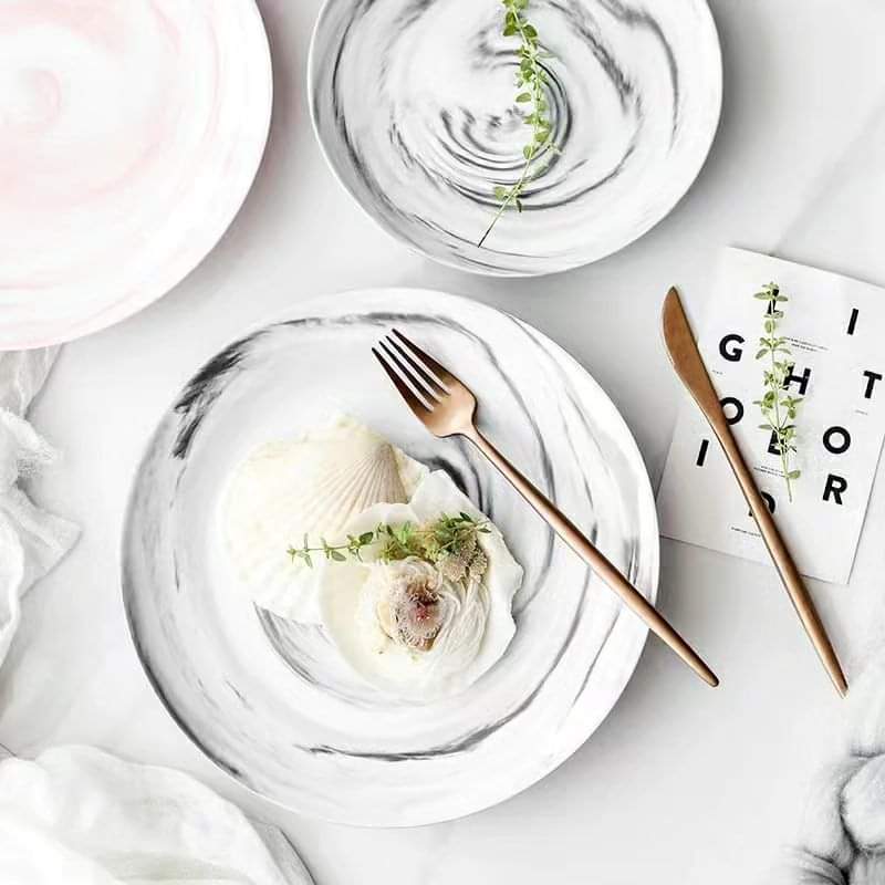 6pcs Ceramic marble dinner plate