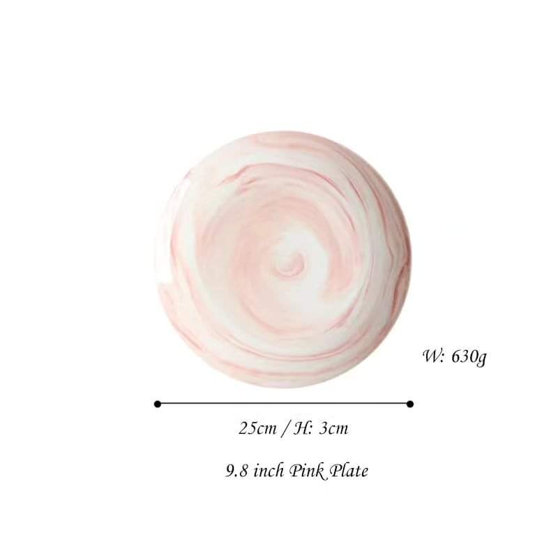 6pcs Ceramic marble dinner plate