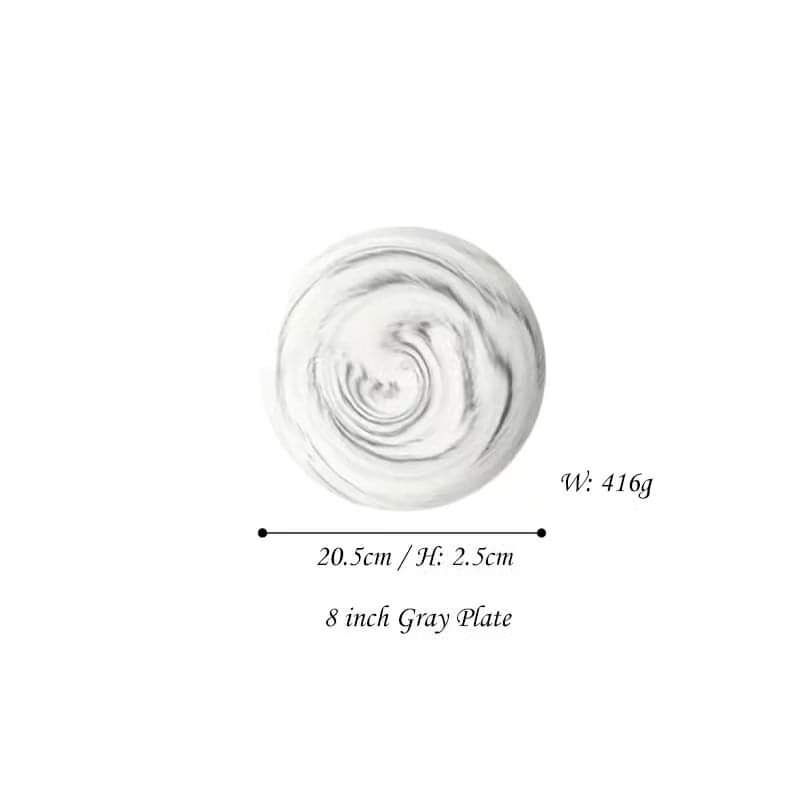 6pcs Ceramic marble dinner plate