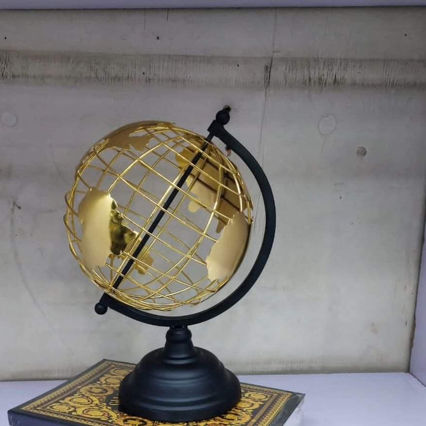 World Map perforated table globe with black base