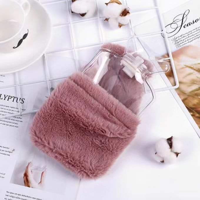 Mini Hot water Bottle With Fleece Cover