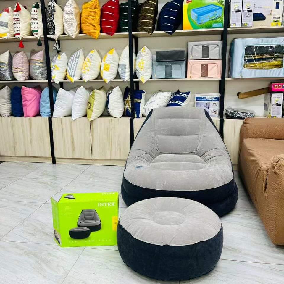 2 in 1 Inflatable Airsofa With Footstool With Electric Pump