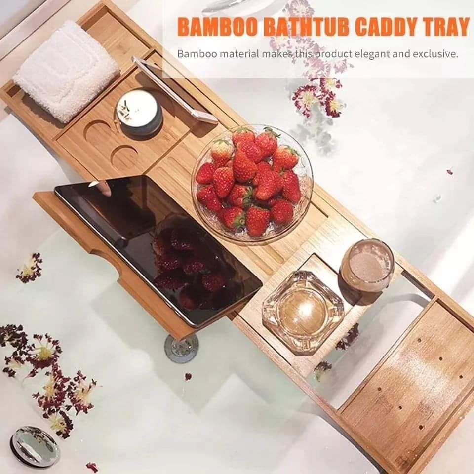 Beautiful bamboo bathtub Caddy