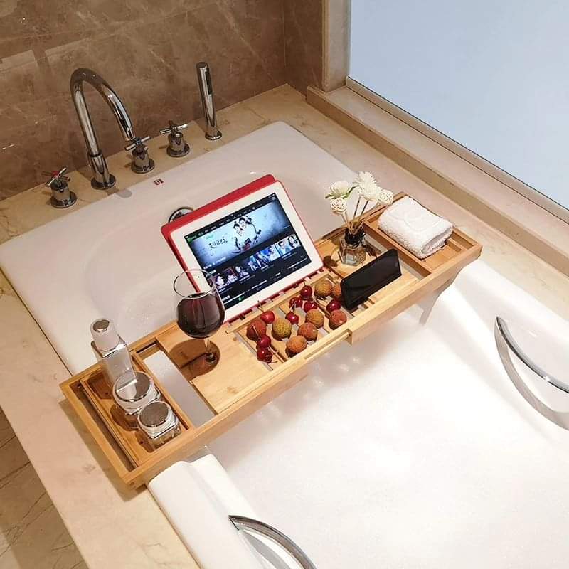 Beautiful bamboo bathtub Caddy