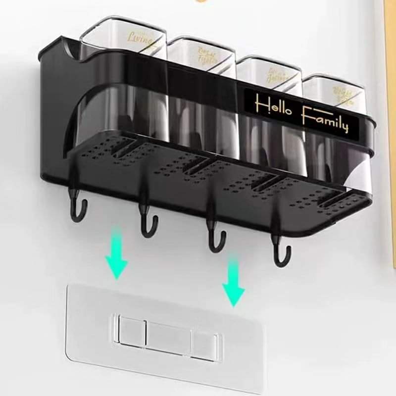 Toothbrush Holder /Toothpaste Dispenser With 3 Cups