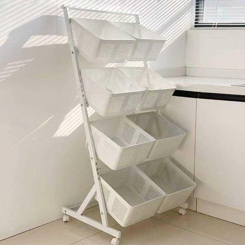 Metallic Vegetable/Fruit Rack With Wheels