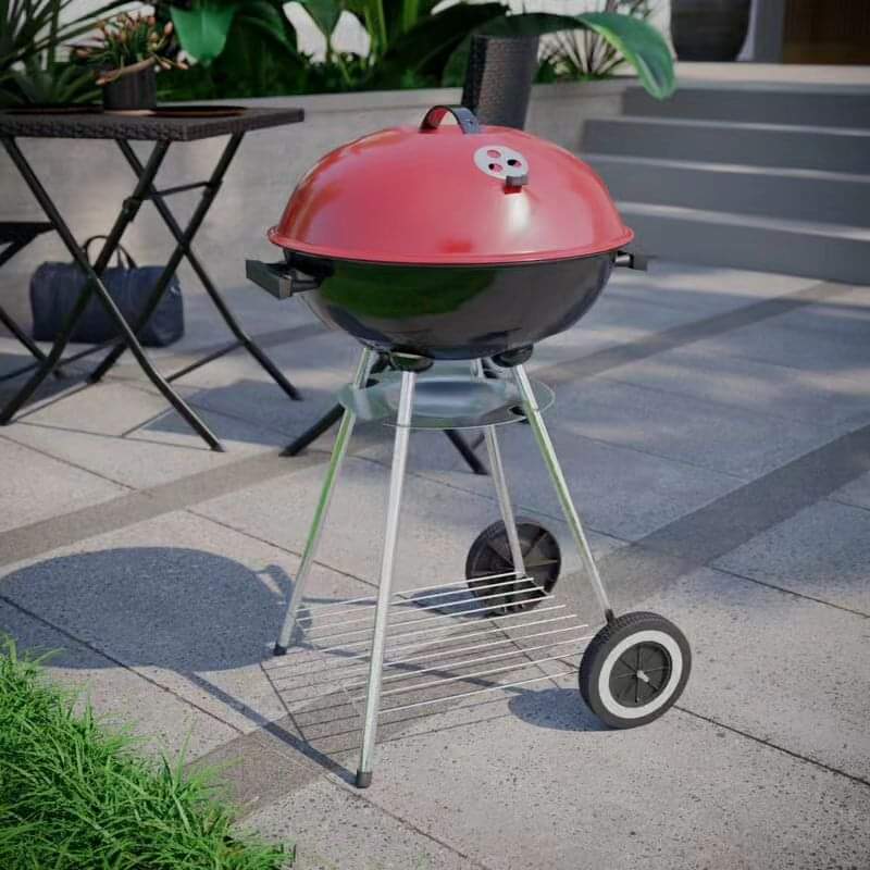 Round Charcoal Barbecue with Portable Trolley