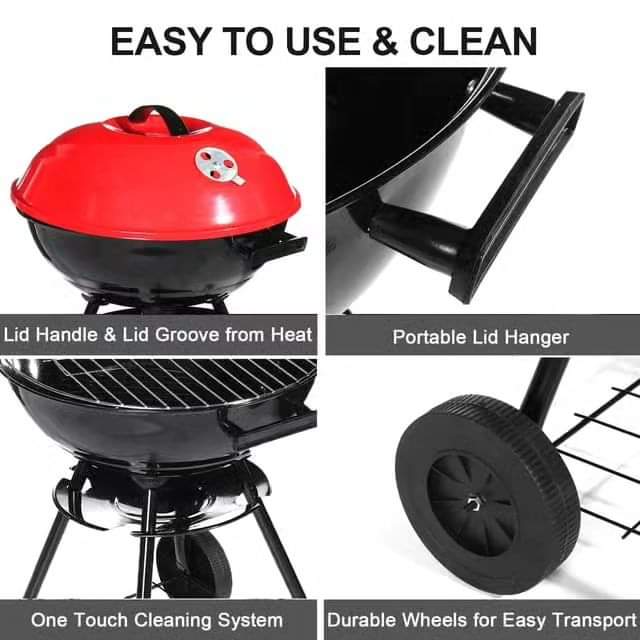 Round Charcoal Barbecue with Portable Trolley