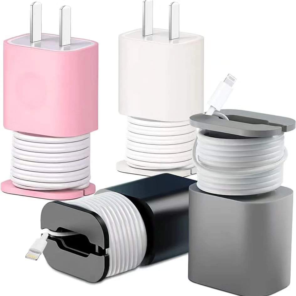 2 in 1 Data Cable Organizer Charge Cord Winder Silicone Charger Protective Case