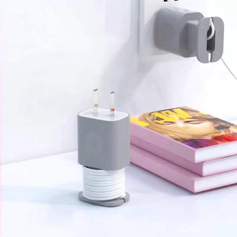 2 in 1 Data Cable Organizer Charge Cord Winder Silicone Charger Protective Case