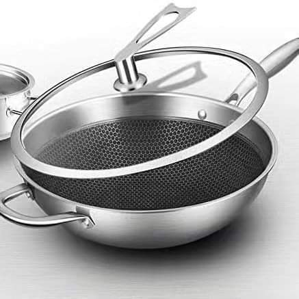 Wok Pan with Cover Honey Comb Nonstick