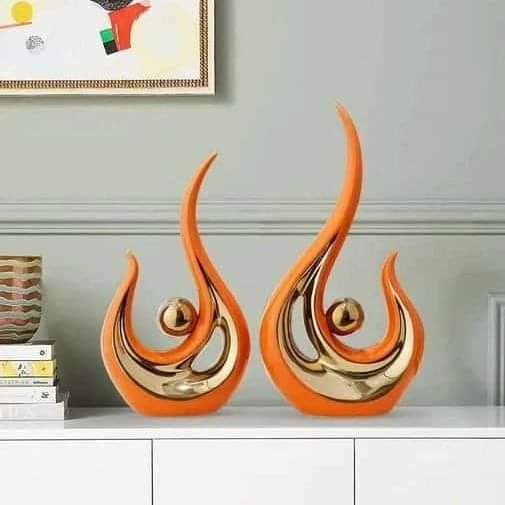 Decoration Ornament Office Shelf Desk Art Statue Modern Home Decor 2pcs set
