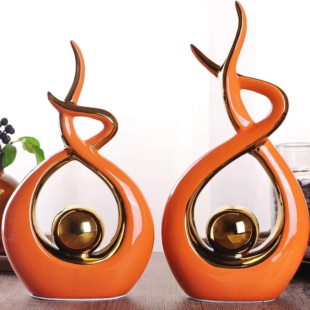 Decoration Ornament Office Shelf Desk Art Statue Modern Home Decor 2pcs set