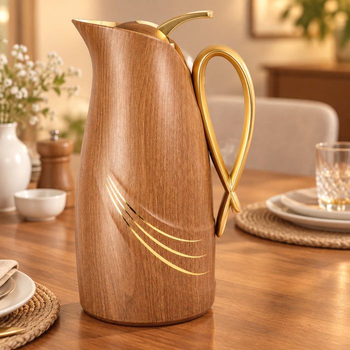 Regal Vacuum Flask 1L Sculpted Wood Grain Body Gold Handle β available in Nairobi, Kenya