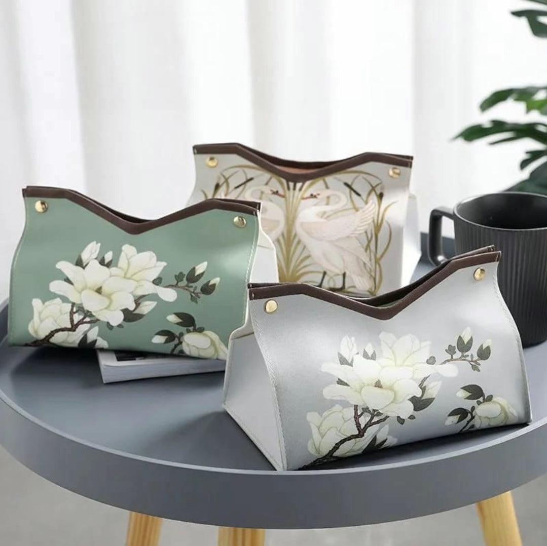 PU Leather Tissue Box Organizer