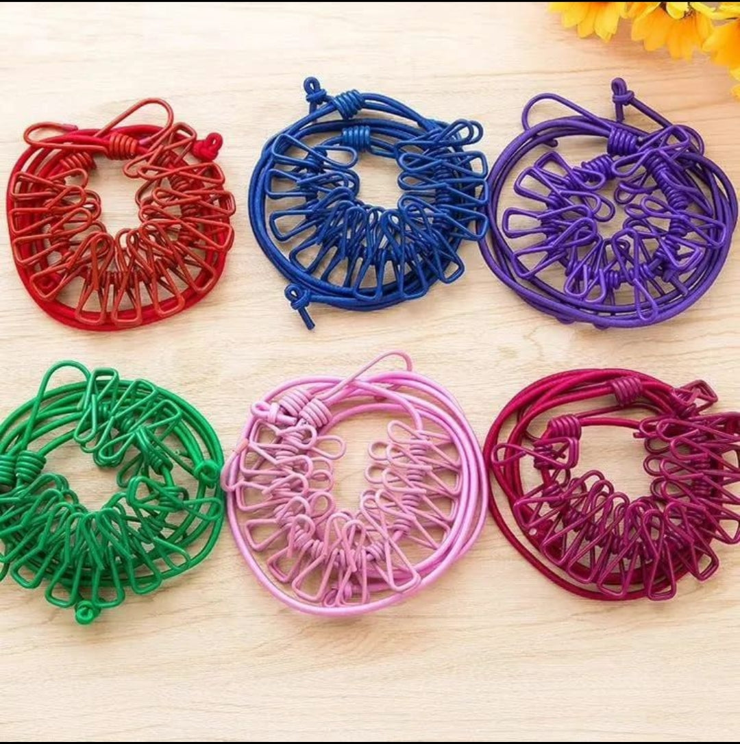 1.8M Outdoor Elastic Clothesline with Clamp Clips