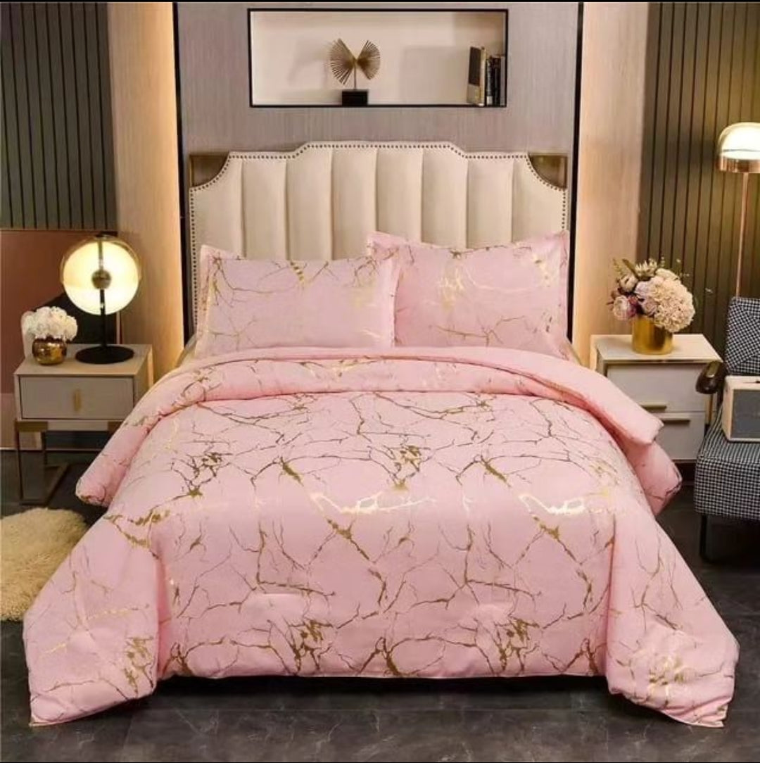 Luxury Gold Marble texture Foil style Duvet cover Set