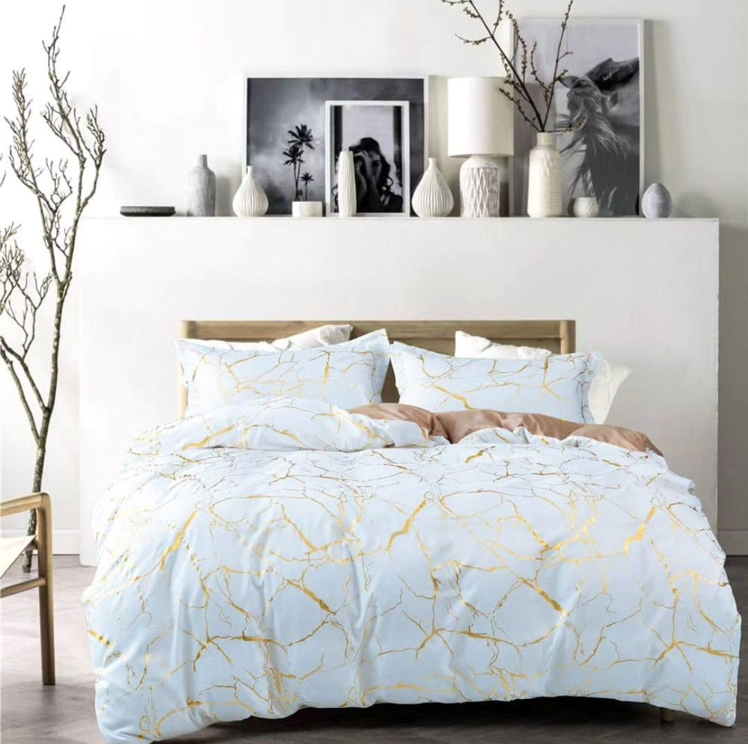 Luxury Gold Marble texture Foil style Duvet cover Set