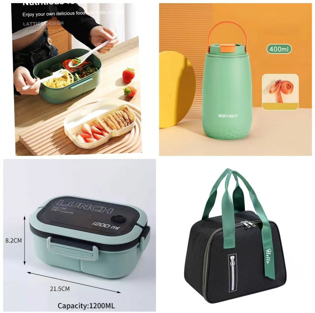 3 in 1 Dish Set + Lunch Box + Flask