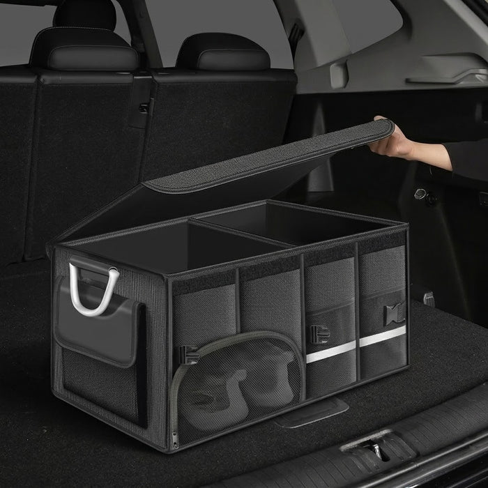 Black foldable car trunk storage box with separate shoe compartment, 60 × 35 × 30 cm. Available in Nairobi, Kenya.