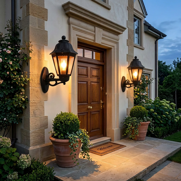 Black ornamental outdoor wall lamp, PVC, E27 base, 430 × 225mm, available in Nairobi, Kenya