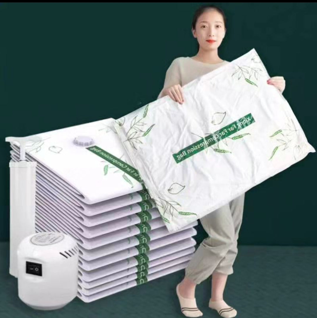 10pcs Set Vacuum Compression Storage Bags (with electric pump)