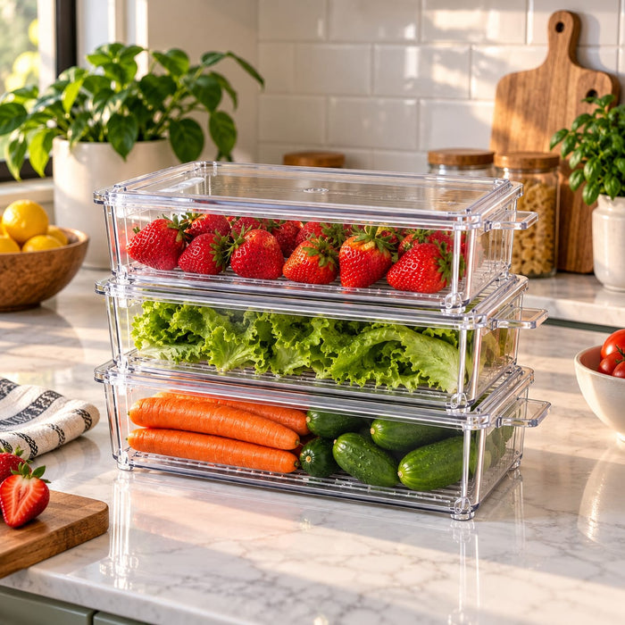 3 Piece Acrylic Fridge Storage Container Set, 6100ml 3700ml and 2350ml - available in Nairobi, Kenya