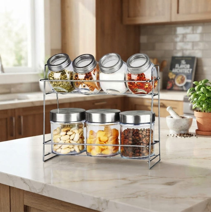 7 Piece Airtight Glass Storage Jar Set, stainless steel lids - available in Nairobi, Kenya