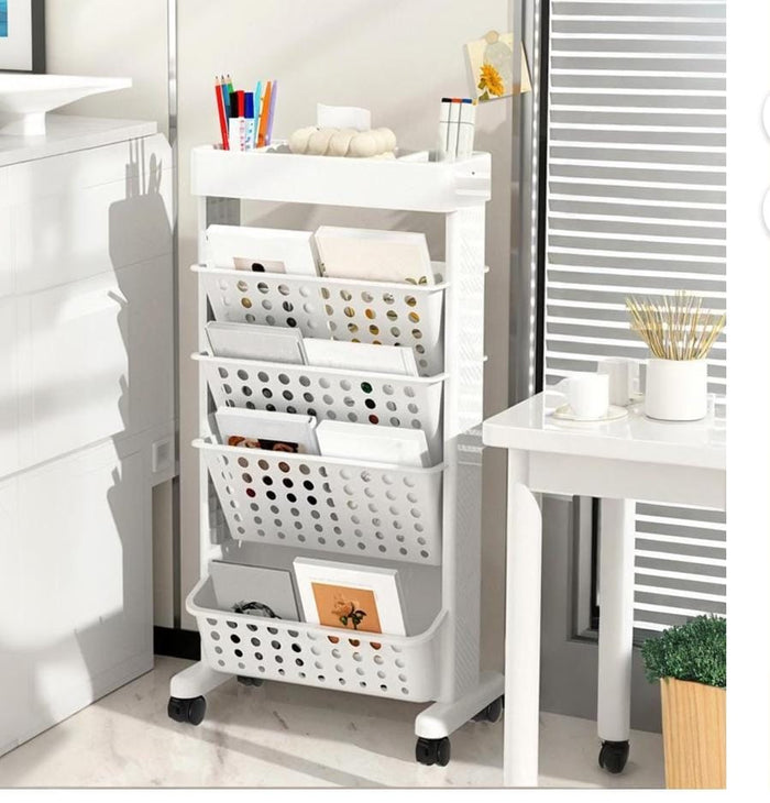 5 Tier Rolling Utility Cart, White with lockable casters - available in Nairobi, Kenya