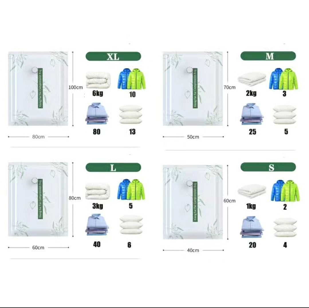 10pcs Set Vacuum Compression Storage Bags (with electric pump)