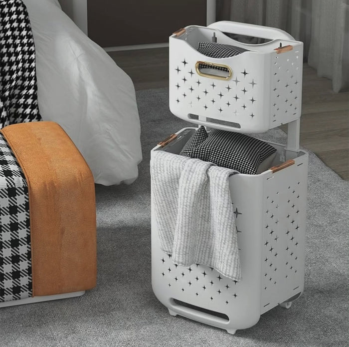 2 Tier Laundry Hamper, 75 Γ 34.5 Γ 26 cm with detachable basket and wheels - available in Nairobi, Kenya