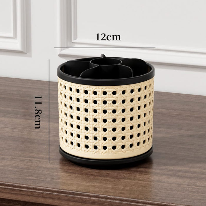 Retro Rattan Rotating Storage Organiser